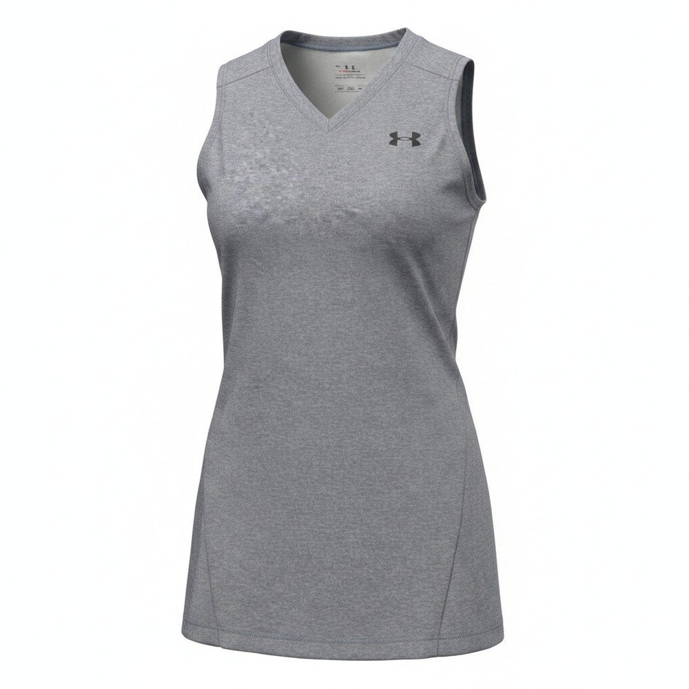 Sleeveless Top Under Armour SM Womens Gray Excellent HeatGear V-Neck Tank